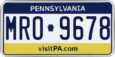 PA license plate MRO9678