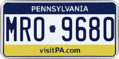 PA license plate MRO9680