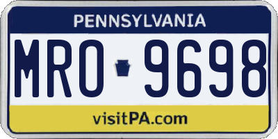 PA license plate MRO9698