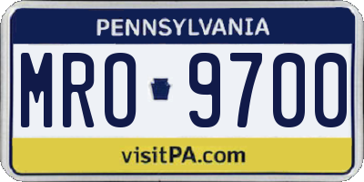 PA license plate MRO9700