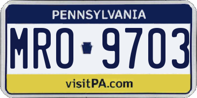 PA license plate MRO9703