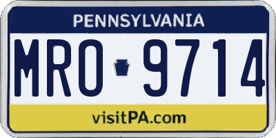PA license plate MRO9714