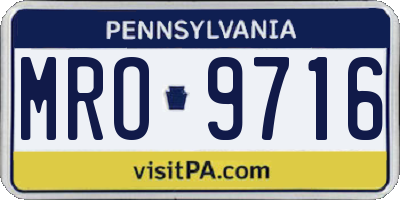 PA license plate MRO9716