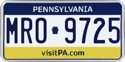 PA license plate MRO9725