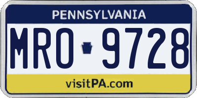PA license plate MRO9728
