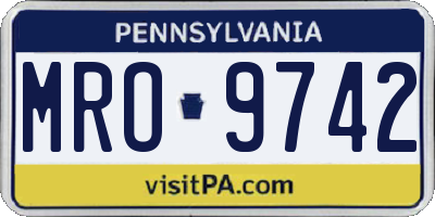 PA license plate MRO9742