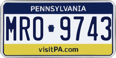 PA license plate MRO9743
