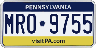 PA license plate MRO9755