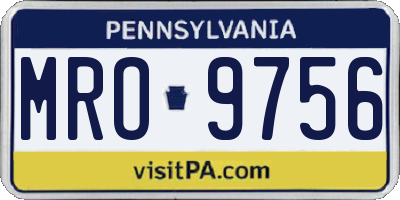 PA license plate MRO9756