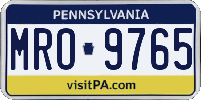 PA license plate MRO9765