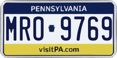 PA license plate MRO9769