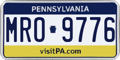 PA license plate MRO9776