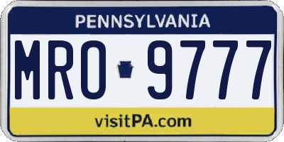 PA license plate MRO9777