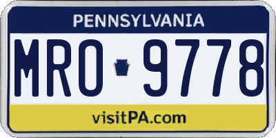 PA license plate MRO9778