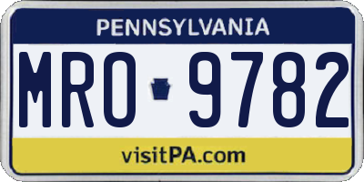 PA license plate MRO9782