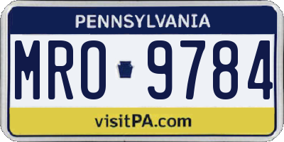 PA license plate MRO9784