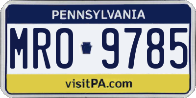 PA license plate MRO9785