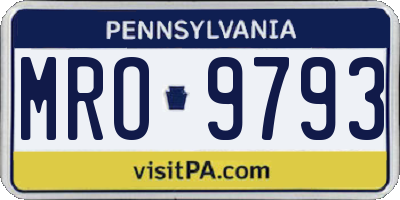 PA license plate MRO9793