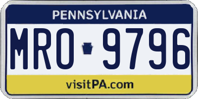 PA license plate MRO9796