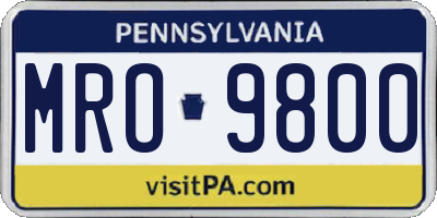 PA license plate MRO9800