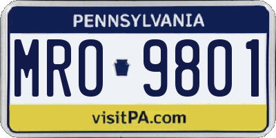 PA license plate MRO9801
