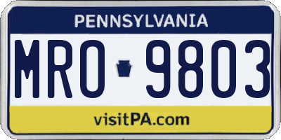 PA license plate MRO9803