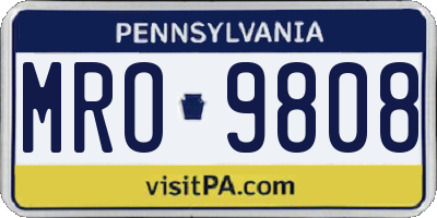 PA license plate MRO9808