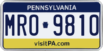 PA license plate MRO9810