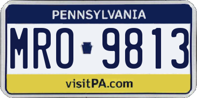 PA license plate MRO9813