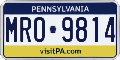 PA license plate MRO9814