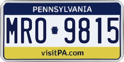PA license plate MRO9815