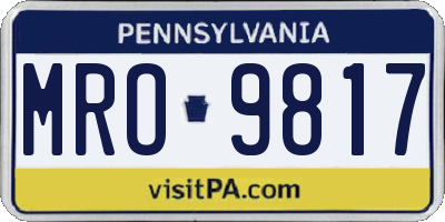 PA license plate MRO9817