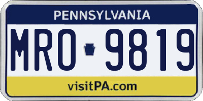 PA license plate MRO9819