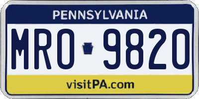 PA license plate MRO9820