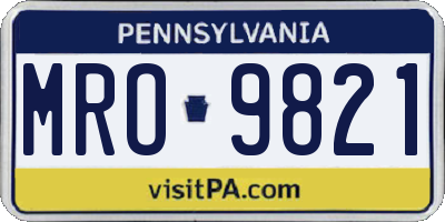 PA license plate MRO9821