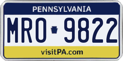 PA license plate MRO9822