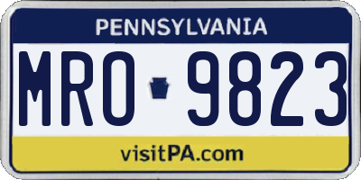 PA license plate MRO9823