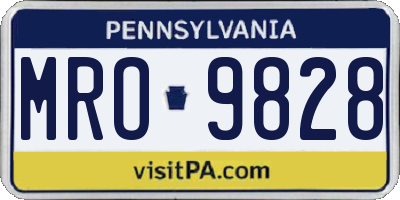 PA license plate MRO9828