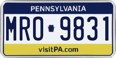 PA license plate MRO9831