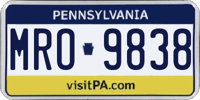 PA license plate MRO9838