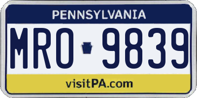 PA license plate MRO9839
