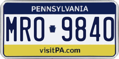 PA license plate MRO9840