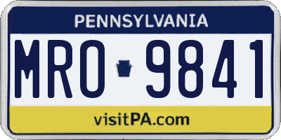 PA license plate MRO9841