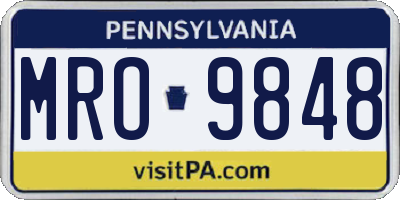 PA license plate MRO9848