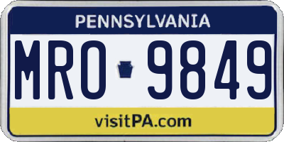 PA license plate MRO9849