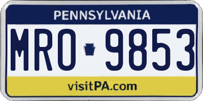 PA license plate MRO9853