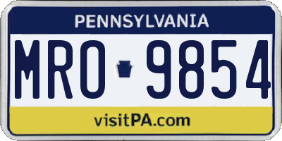PA license plate MRO9854