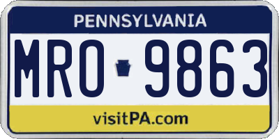 PA license plate MRO9863