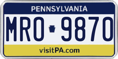 PA license plate MRO9870