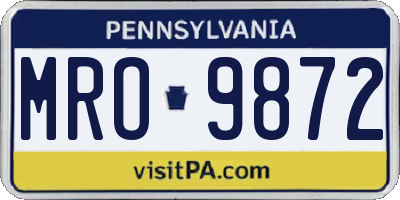 PA license plate MRO9872